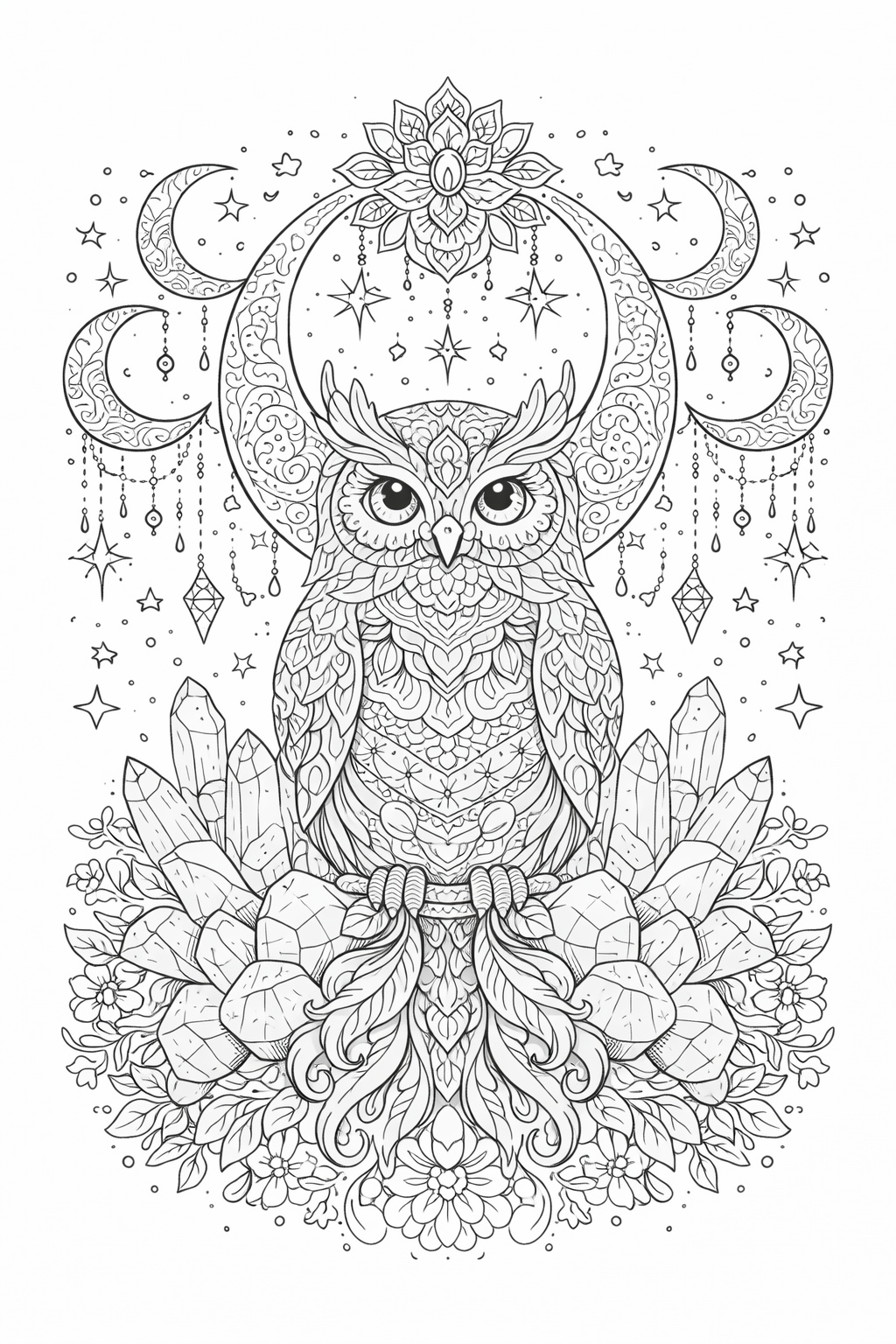 Sova a měsíc – mandala