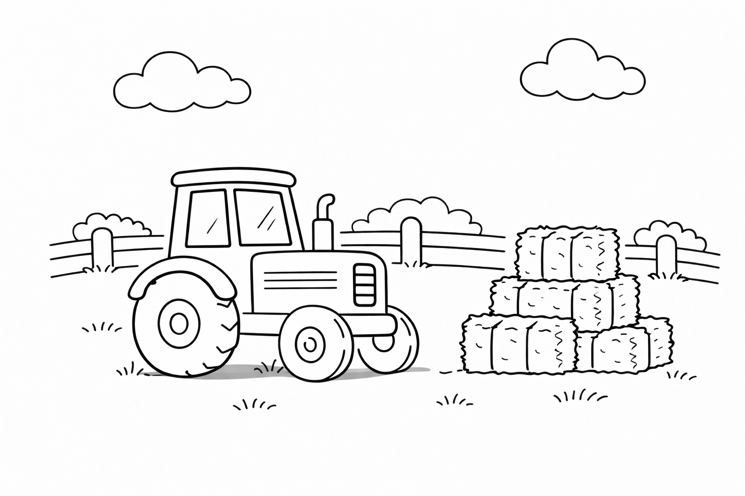 Traktor a balíky sena