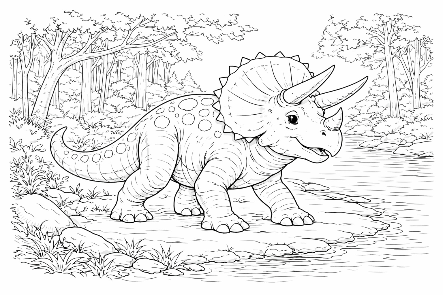 Triceratops u řeky