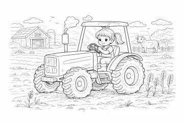 Holčička řídí traktor