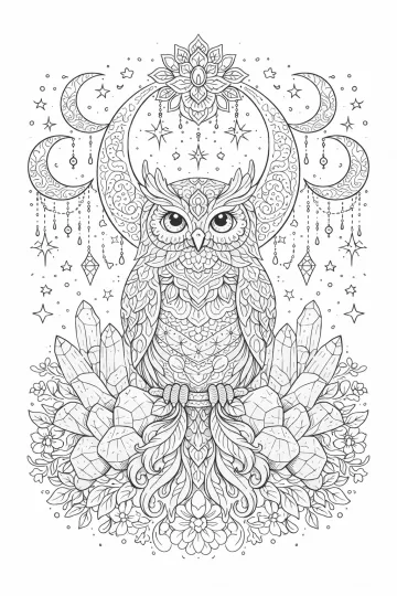 Sova a měsíc – mandala