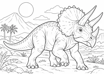 Triceratops v pravěké krajině