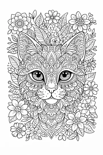 Kočka z květin – mandala