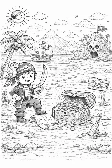 Pirát a truhla s pokladem