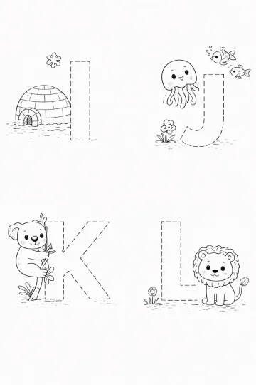 Písmena I, J, K, L k obtahování
