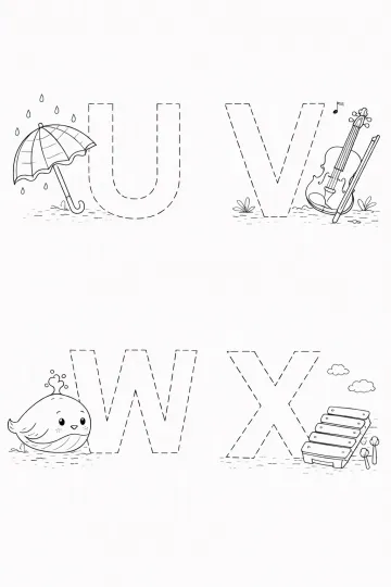 Písmena U, V, W, X k obtahování