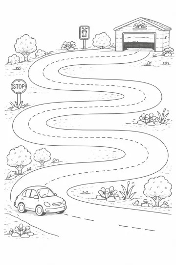 Autíčko jede do garáže – grafomotorika